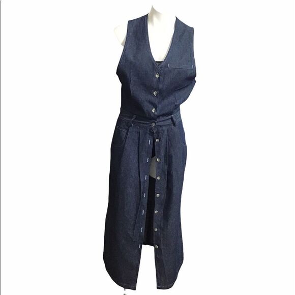 Woolrich Denim Sleeveless Button Down Maxi Dress - Picture 1 of 9
